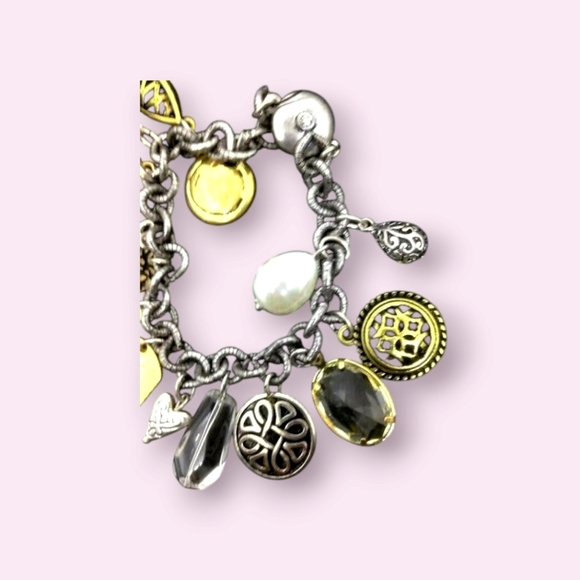 Chicos Faux Pearl Gold Tone Charm Bracelet - Picture 3 of 5